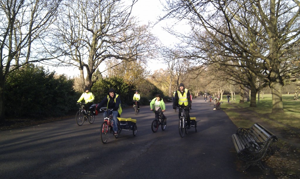 Riding in Regents Park with our Trailers